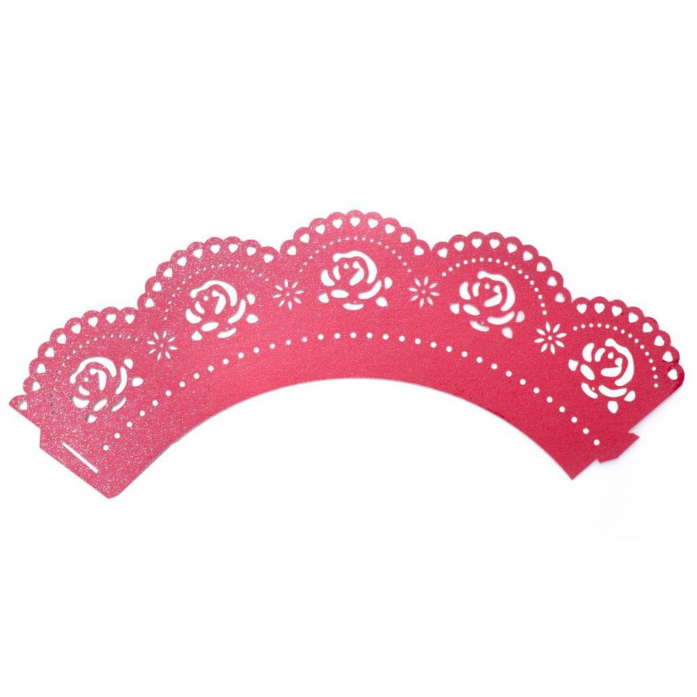 Red Rose Pattern Cupcake Wrappers &#x26; Liners | 25 PC Set