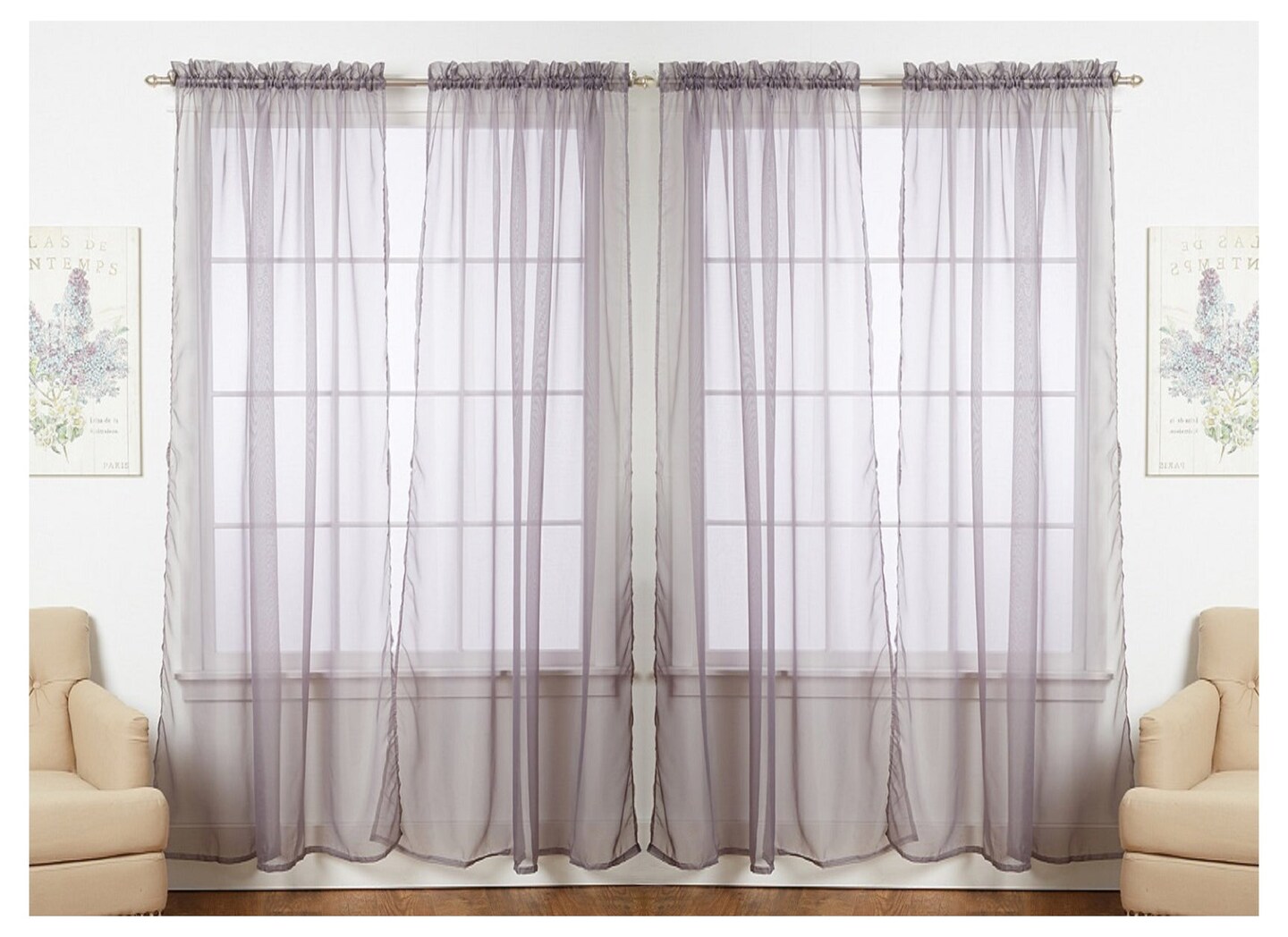 J&V TEXTILES 4-Pack Value: Solid Sheer Window Curtain Panels