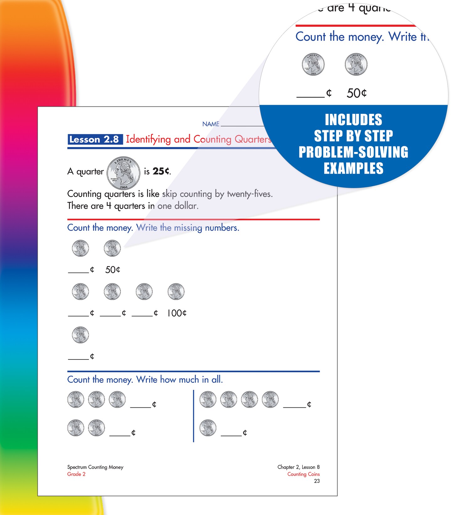 Spectrum Counting Money 2nd Grade Workbook, Math Book for Kids Ages 7 to 8, Word Problems With Coins and Bills, How to Skip Count, Make Change, and More, Mathematics Classroom or Homeschool Curriculum