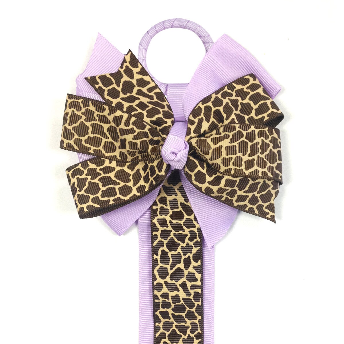 Wrapables Duck, Turkey, Elephant, Pig Ribbon Sculpture Hair Clips with Leopard Hair Clip / Hair Bow Holder, Purple