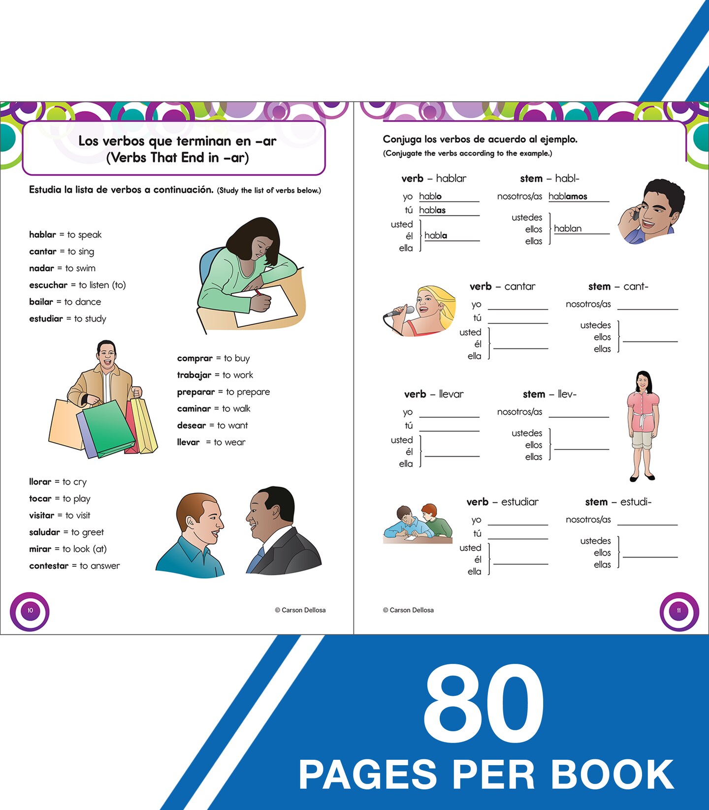 Carson Dellosa Skill Builders Grades 6-8 Spanish Workbook Set, Spanish Vocabulary Builder for Kids Ages 11-14, 6th– 8th Grade Spanish Books, Learn Spanish Parts of Speech, Common Phrases, and More