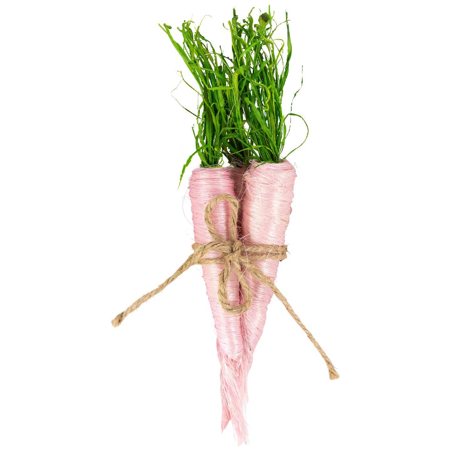 Northlight Straw Carrot Easter Decorations - 9&#x22;- Pink and Green - Set of 3