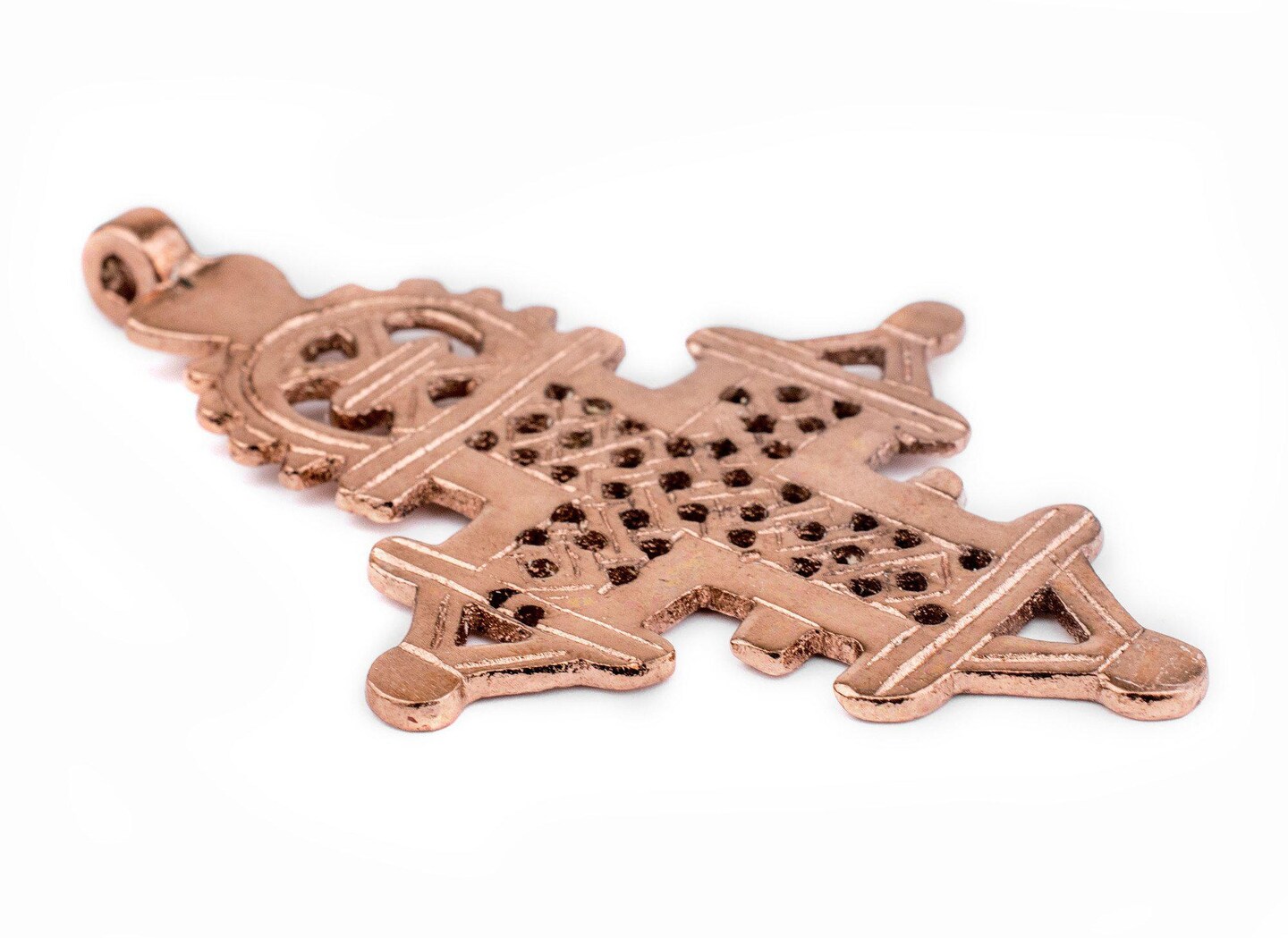 Copper Coptic Cross Pendant (89x56mm): Authentic Ethiopian East African Design for Jewelry &#x26; Necklace Making