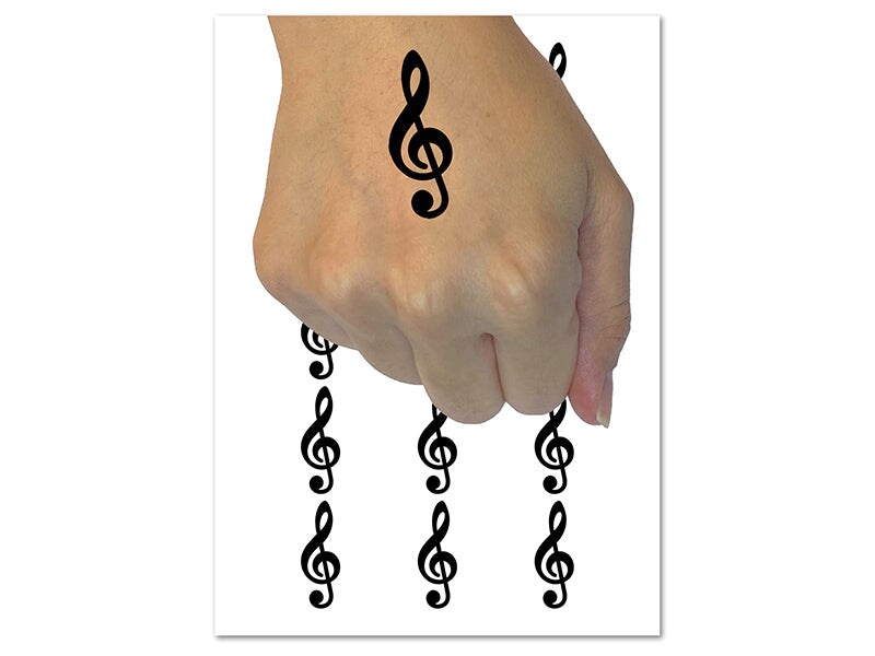 Treble Clef Music Temporary Tattoo Water Resistant Fake Body Art Set Collection (1 Sheet)