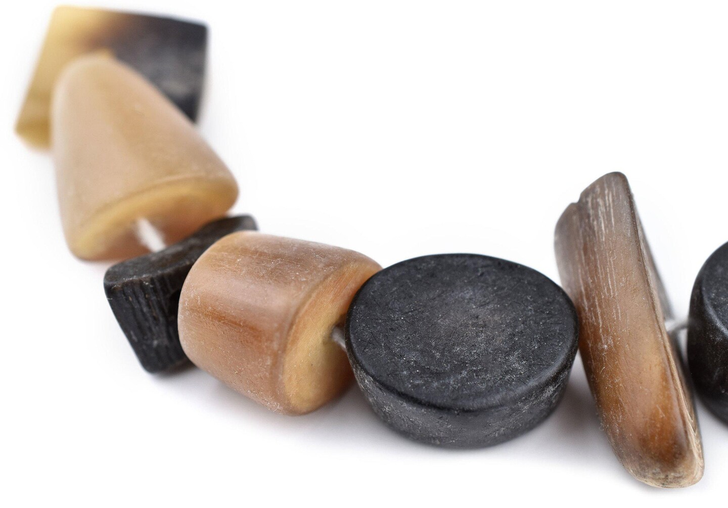 TheBeadChest Natural Horn Chunk Beads 21mm Indonesia Black and White Unusual 21 Inch Strand