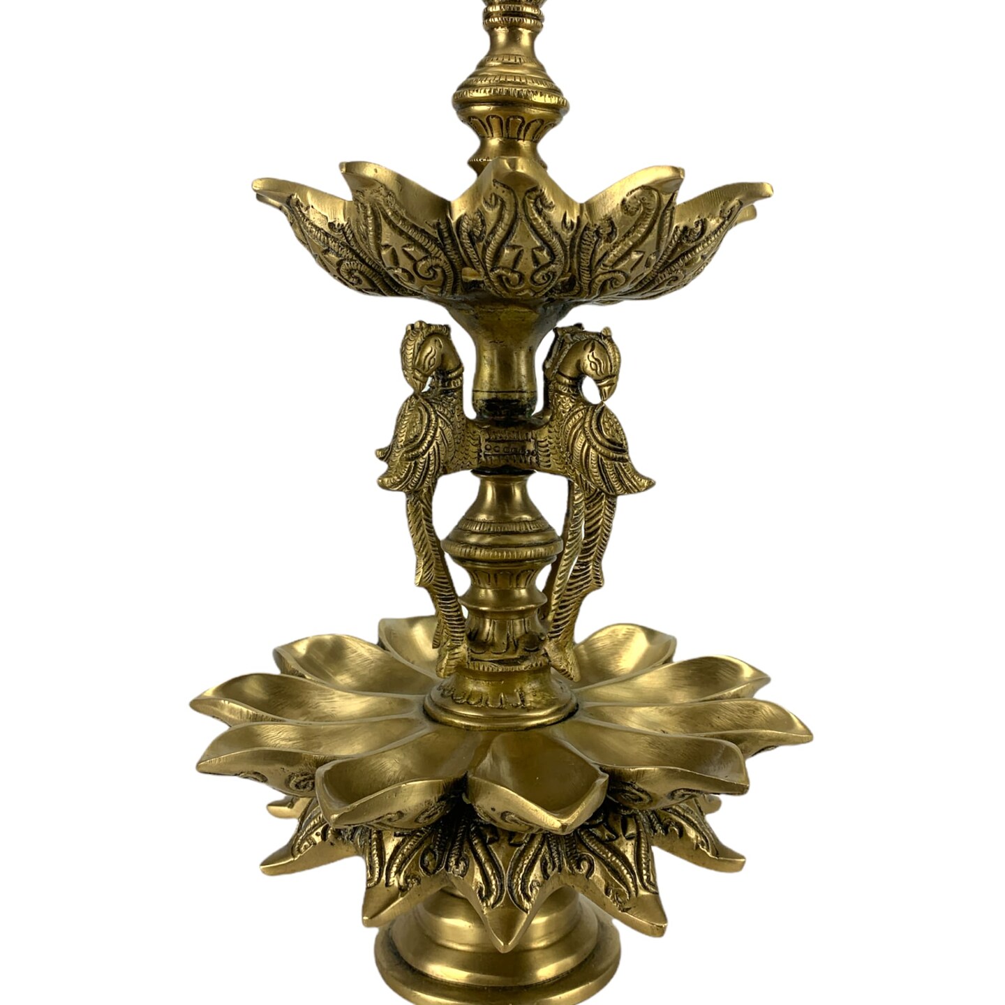 Large Peacock Brass Oil Tall Diya, Samai Diya, Diwali Decor, Brass Oil Diya Lamp, Altar Temple Decor, Brass Oil Lamp, Diya for Home Decor, Kathu Vilakku, Kerela Diya, Pooja Diya