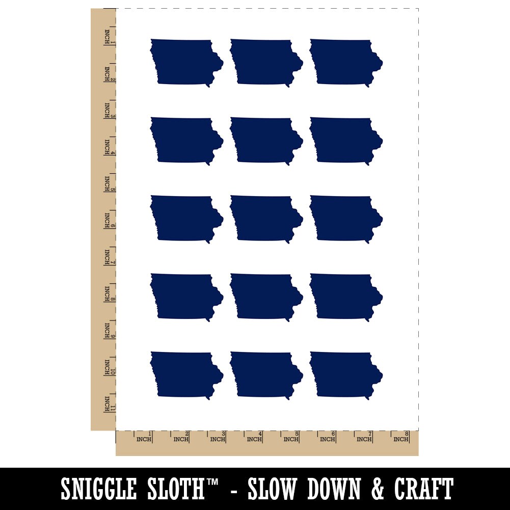 Iowa State Silhouette Temporary Tattoo Water Resistant Fake Body Art Set Collection (1 Sheet)