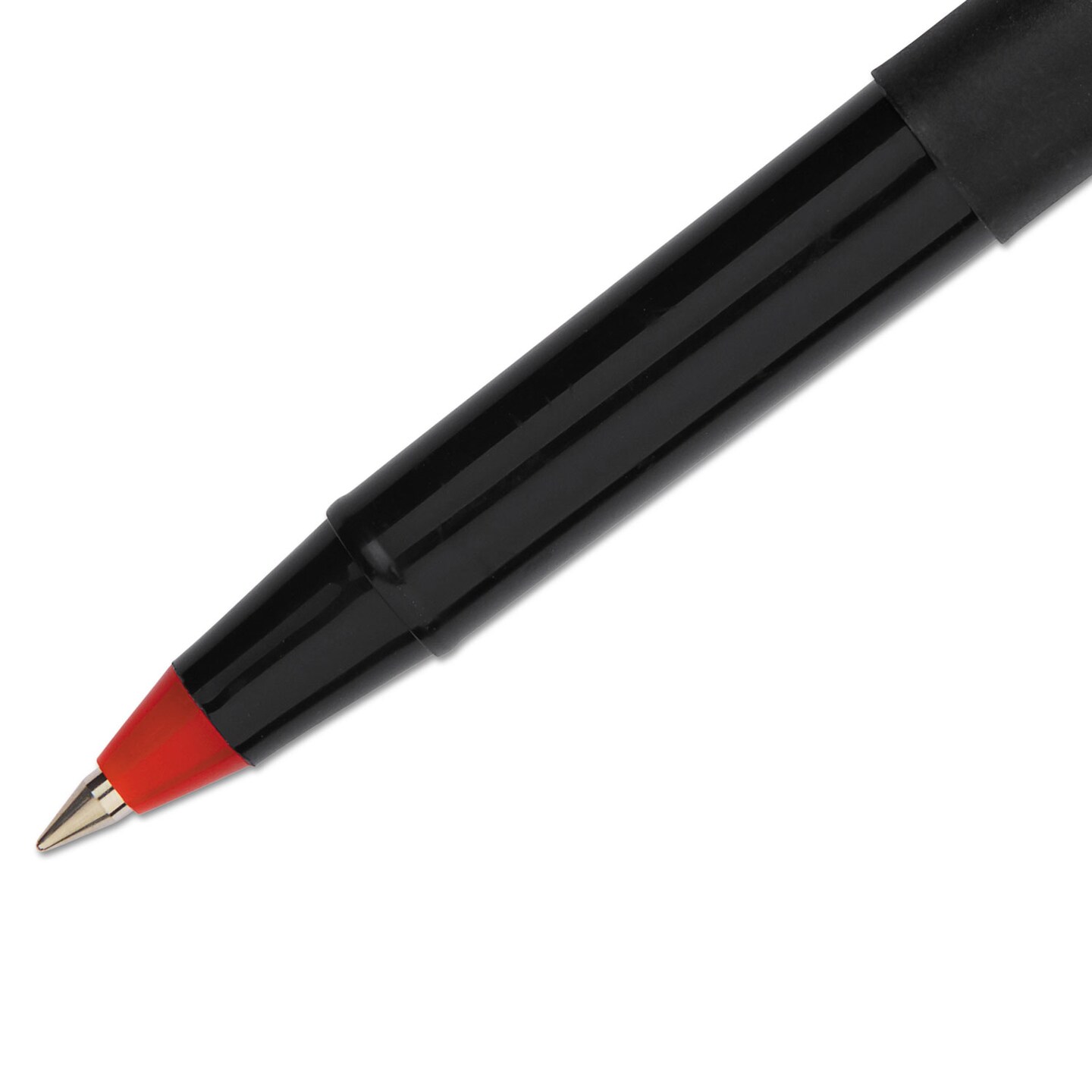 Uni-Ball ONYX Stick Roller Ball Pen, Micro 0.5mm, Red Ink, Black Matte Barrel, Dozen