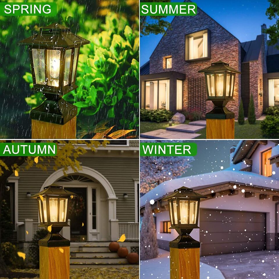 2pack Solar Post Lantern Waterproof Outdoor Deck Fence Post Cap Light for Garden Lawn