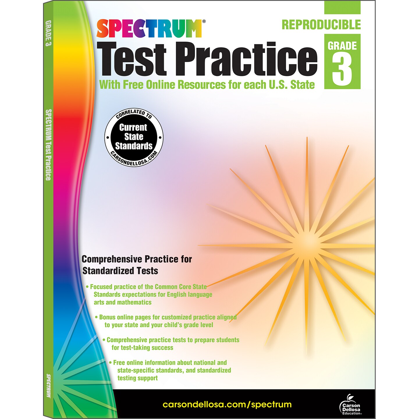 Carson Dellosa Spectrum 3rd Grade Test Practice Workbooks, Ages 8 to 9, 3rd Grade Math, Language Arts, and Reading Comprehension for Standardized Test Practice - 160 Pages