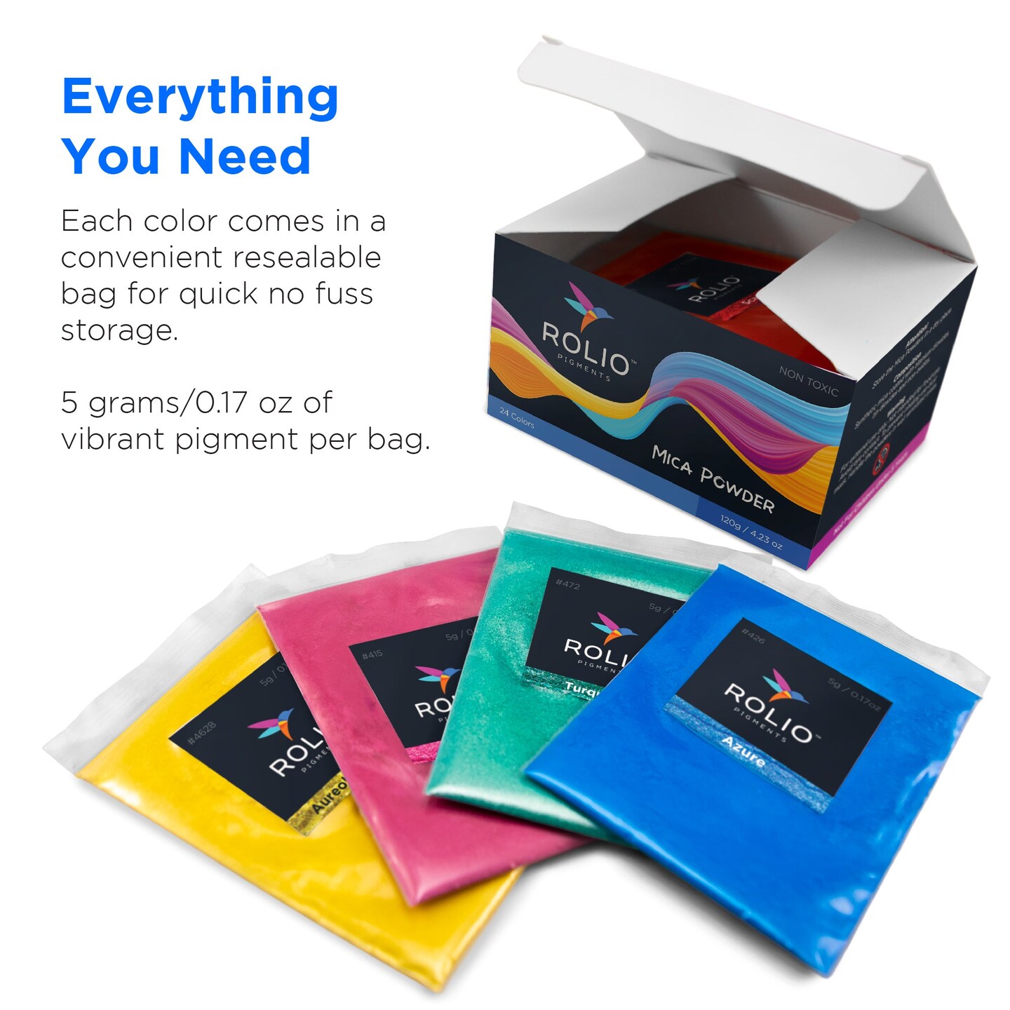 Rolio Mica Powder 24 Color Sample Set - 5g Bags
