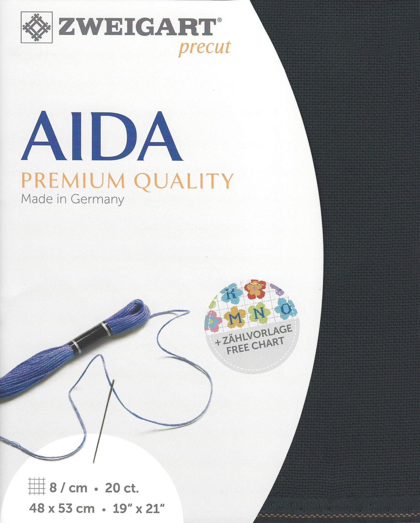 Precut  Zweigart Aida extra fine 20 count Charcoal Grey