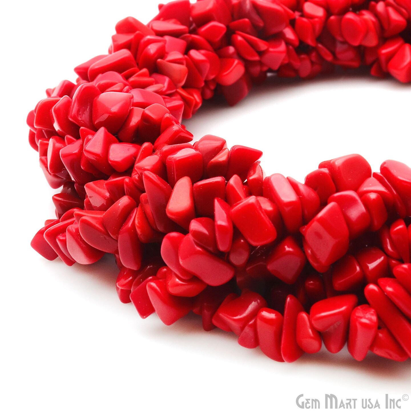 Coral Chip Beads, 34 Inch, Natural Chip Strands, Drilled Strung Nugget ...