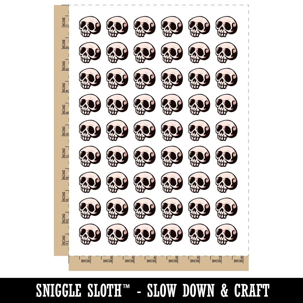 Creepy Skull Halloween Temporary Tattoo Water Resistant Fake Body Art Set Collection (1 Sheet)