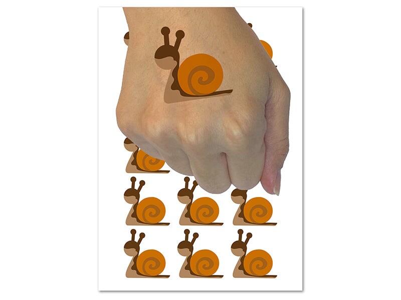 Snail Slow Solid Temporary Tattoo Water Resistant Fake Body Art Set Collection (1 Sheet)