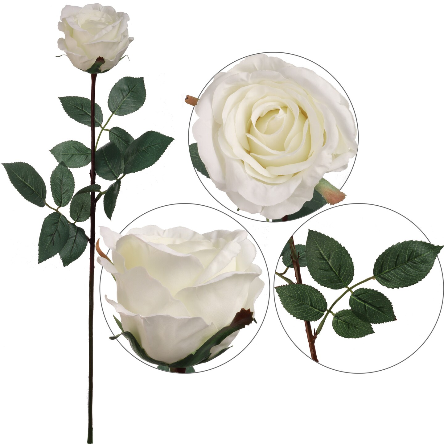 Box of 12: White Silk Rose Bud Stems - Elegant Faux Floral for Weddings, Bouquets &#x26; Home Decor, Floral Home by Artificial Flowers