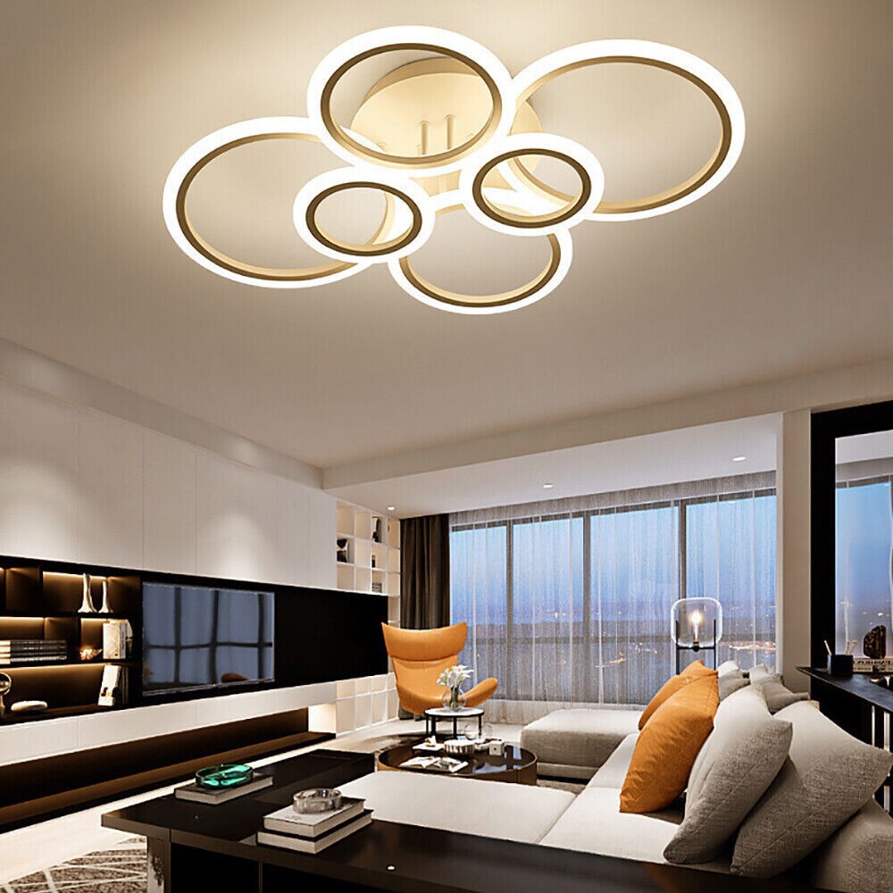 Kitcheniva 6 Rings Modern Dimmable Acrylic Chandelier Fixture