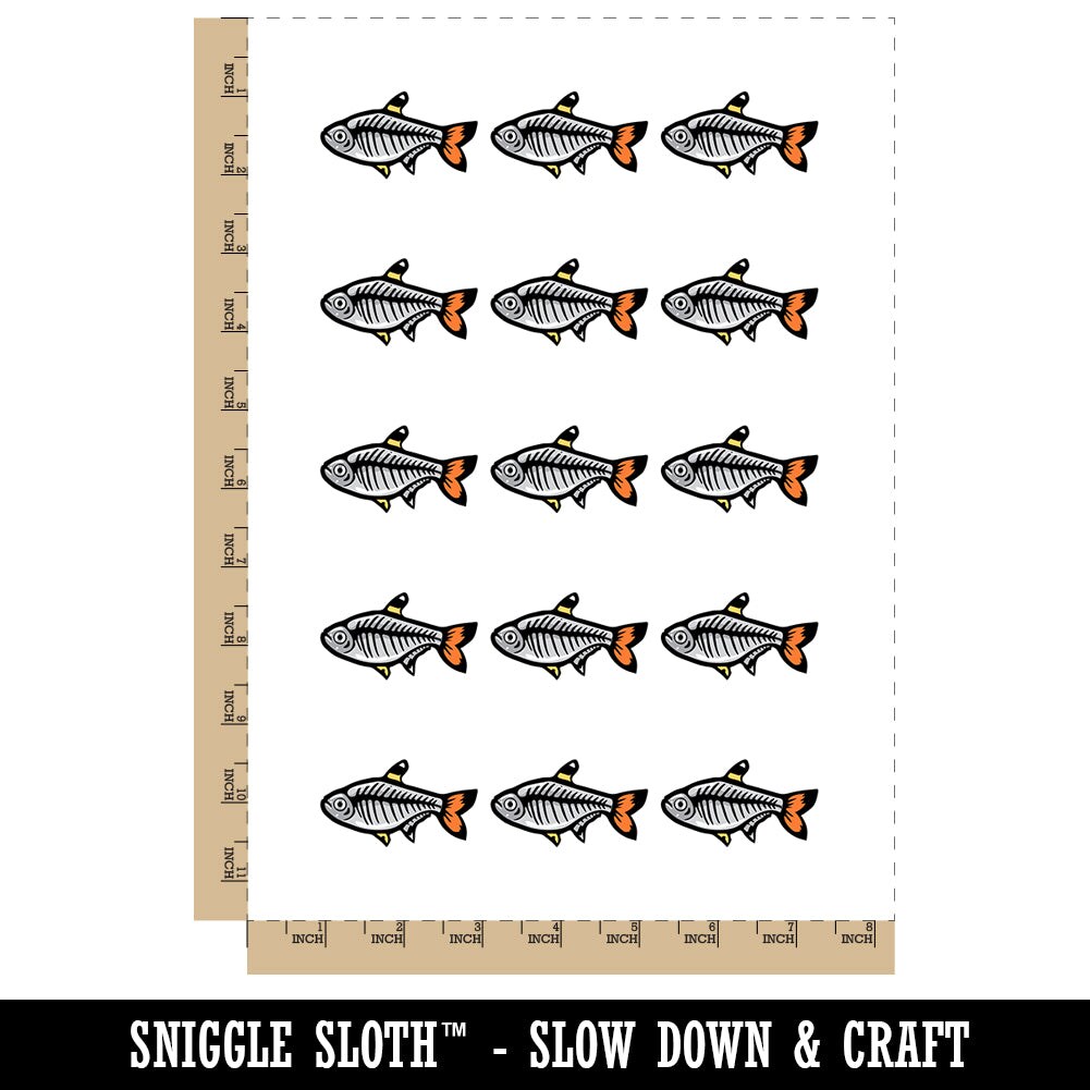 X-Ray Tetra Skeleton Fish Temporary Tattoo Water Resistant Fake Body Art Set Collection (1 Sheet)