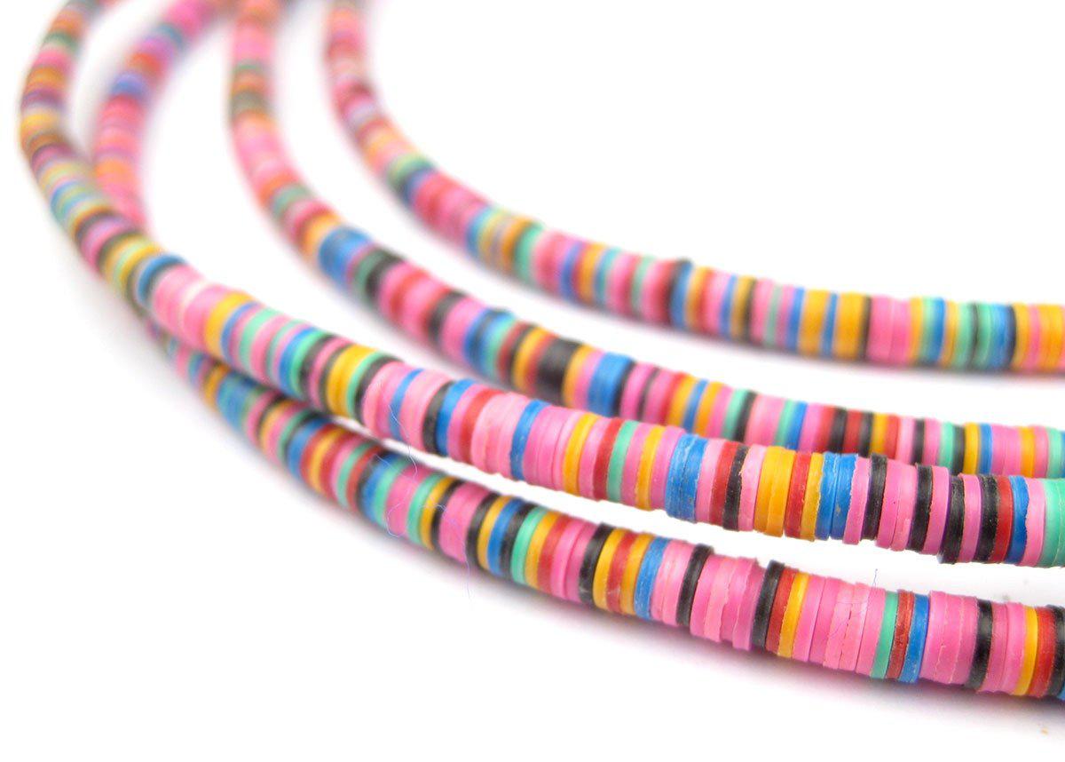 African Vinyl Beads, Ghana Vulcanite Crafts Supplies for DIY Jewelry Making, Necklaces, Bracelets (4mm, Multicolor)