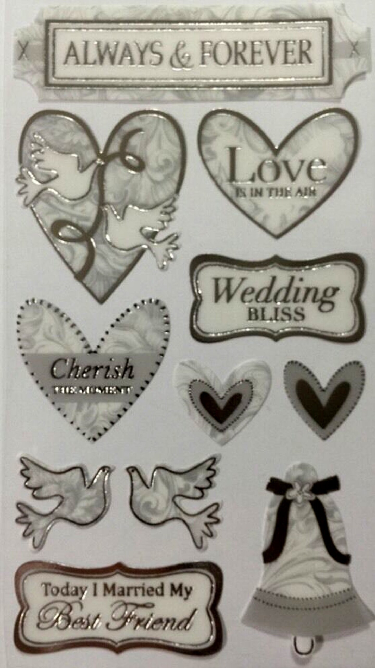 Sticko Always And Forever Silver Embossed Stickers