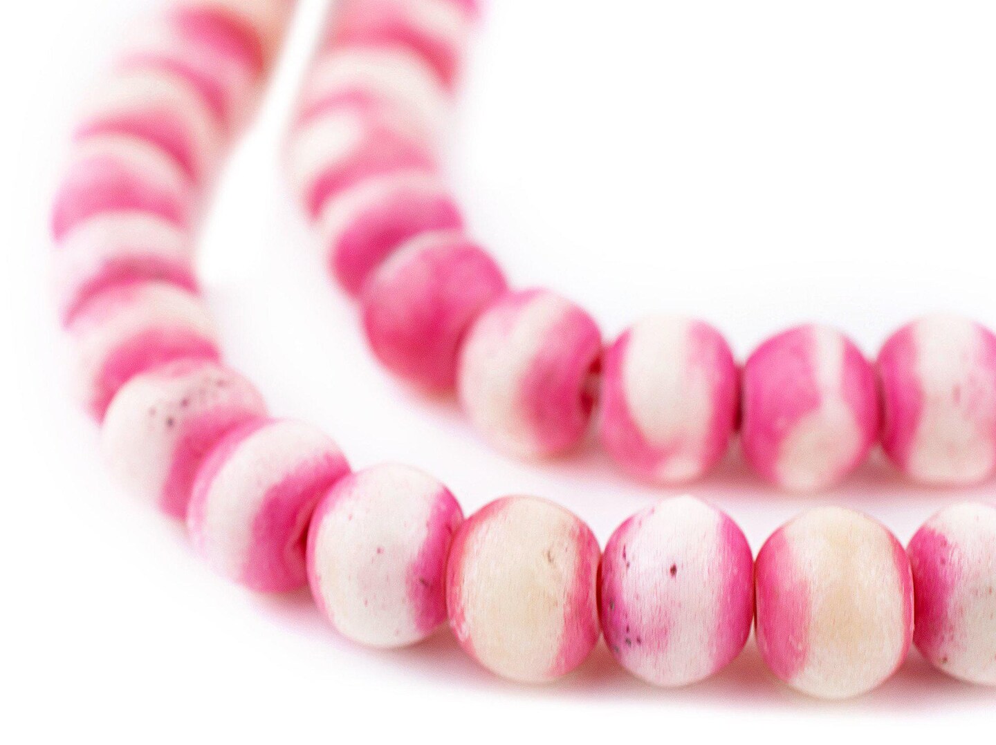TheBeadChest Pink Rustic Bone Mala Beads (10mm)