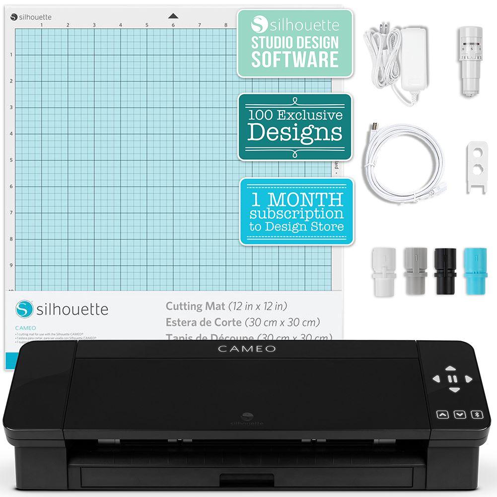 Silhouette Black Cameo 4 w/ Advanced Blade Pack, 38 Oracal Sheets, Siser HTV