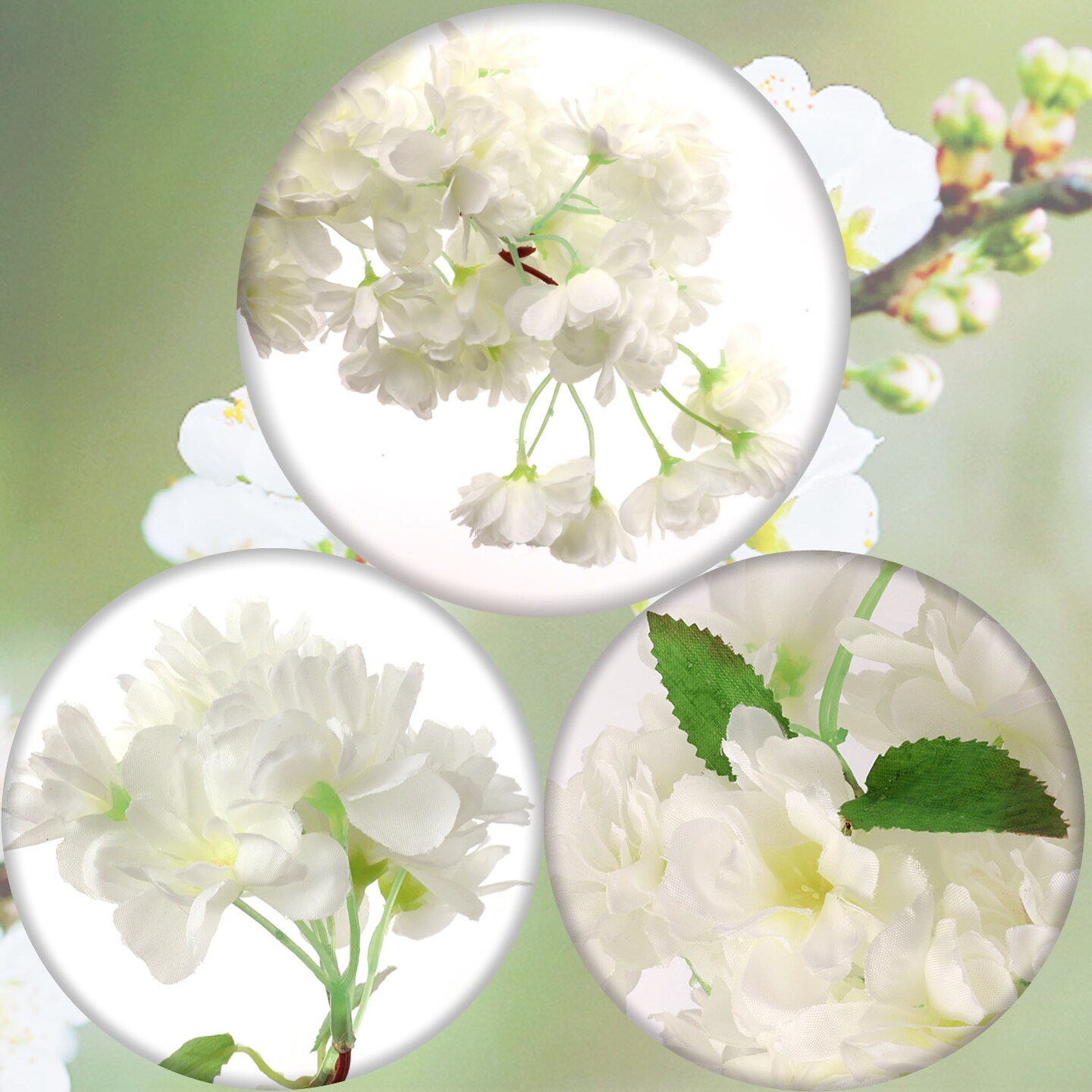 6-Pack: White Cherry Blossom Stem with Silk Flowers by Floral Home&#xAE;