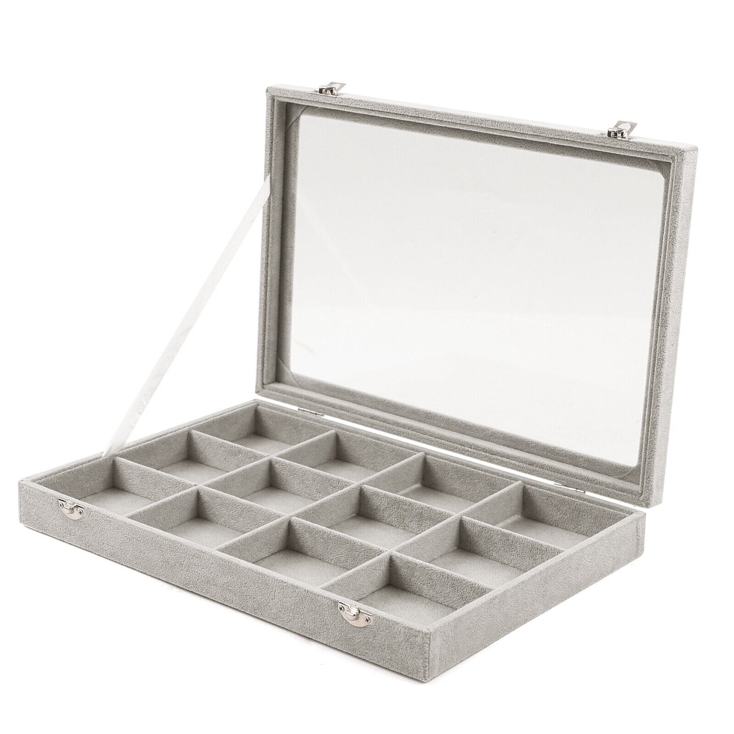 Kitcheniva 12 Grids Jewelry Box Storage Organizer Gray