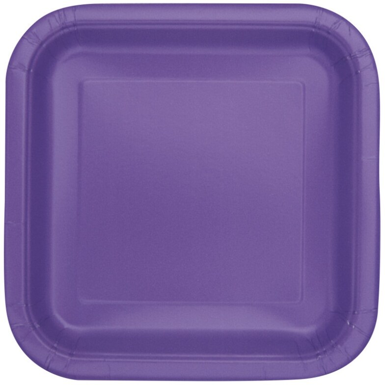 Neon Purple Square 9&#x22; Dinner Plates, 14ct