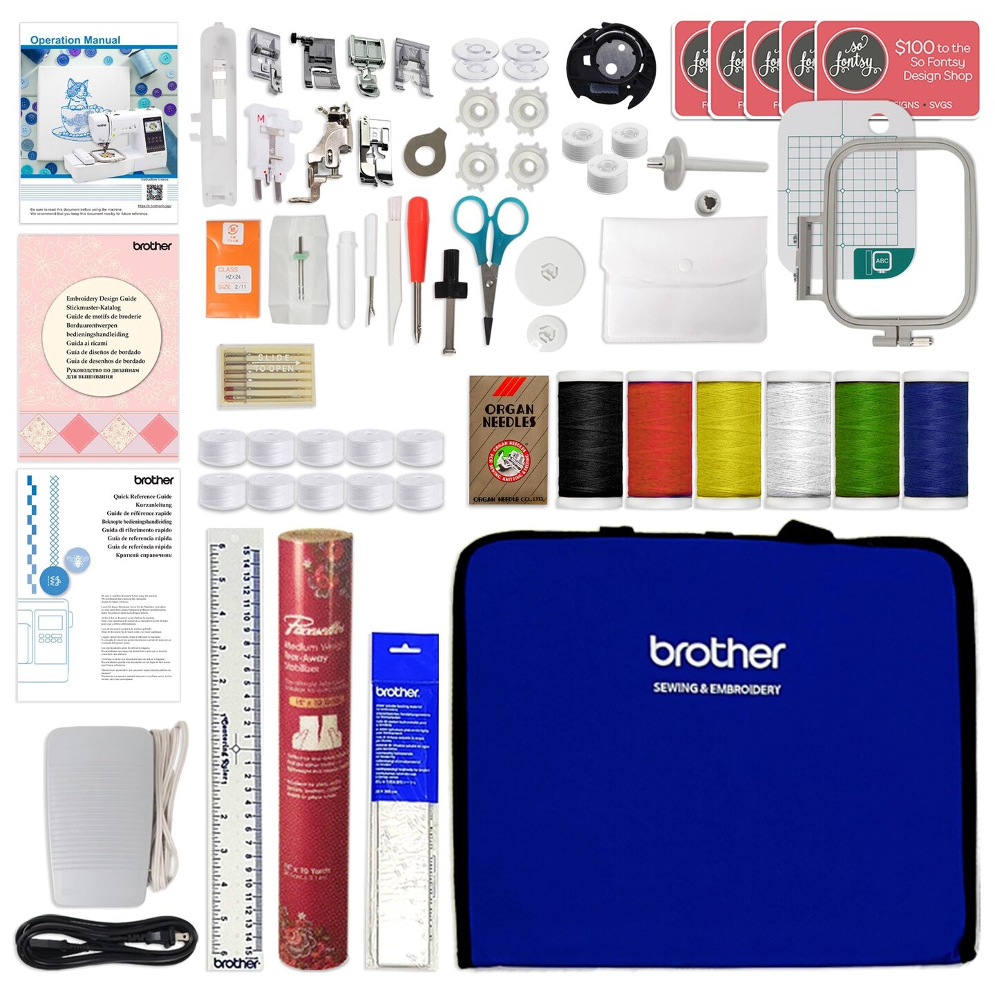 Brother SE700 Embroidery &#x26; Sewing Machine w/ Embroidery Kit Bundle