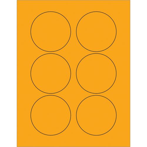Fluorescent Circle Laser Labels, 3&#x22;, Fluorescent Orange, 600/Case