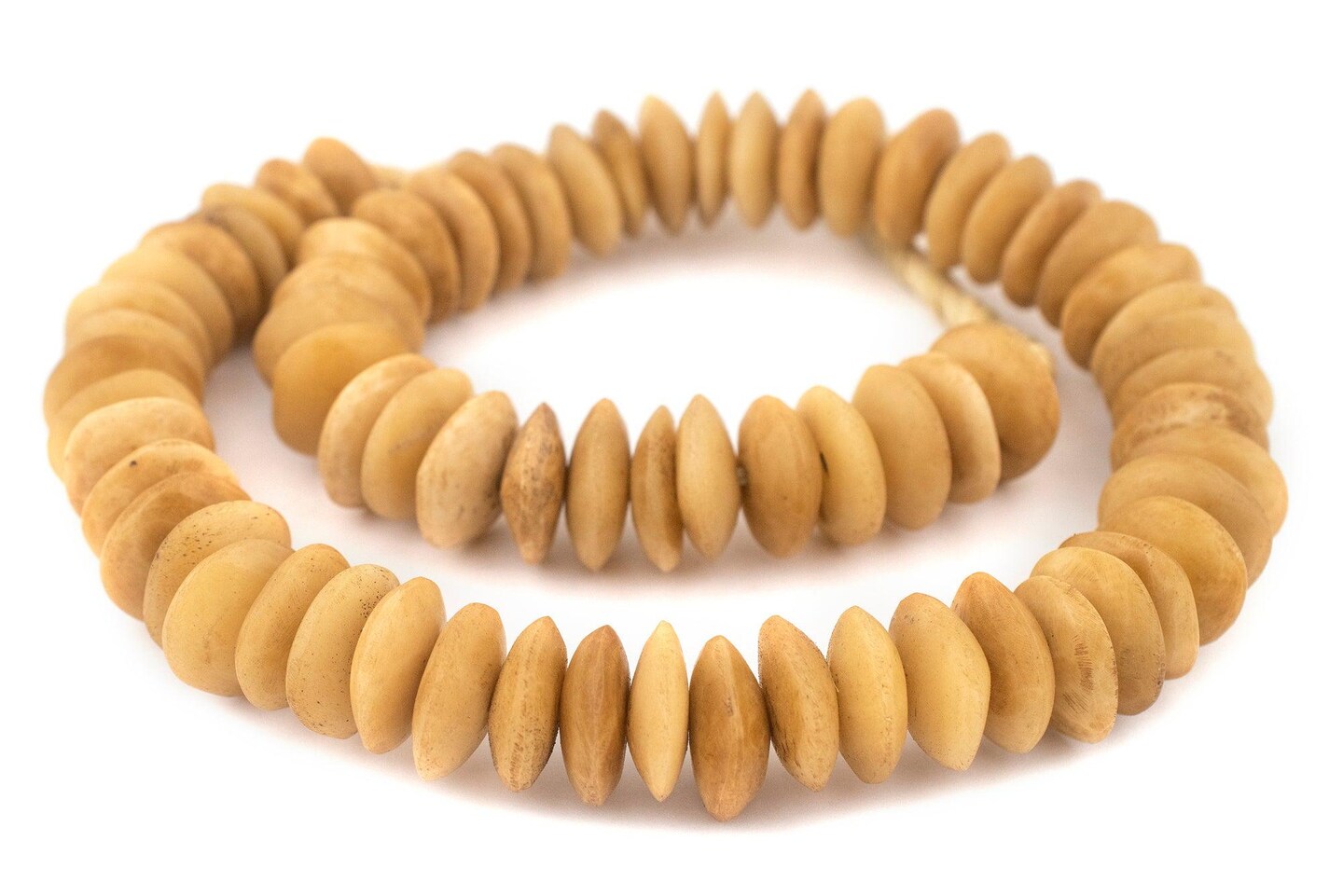 Light Brown Bone Beads - Full Strand of Fair Trade African Beads - The Bead Chest (Saucer, Light Brown)