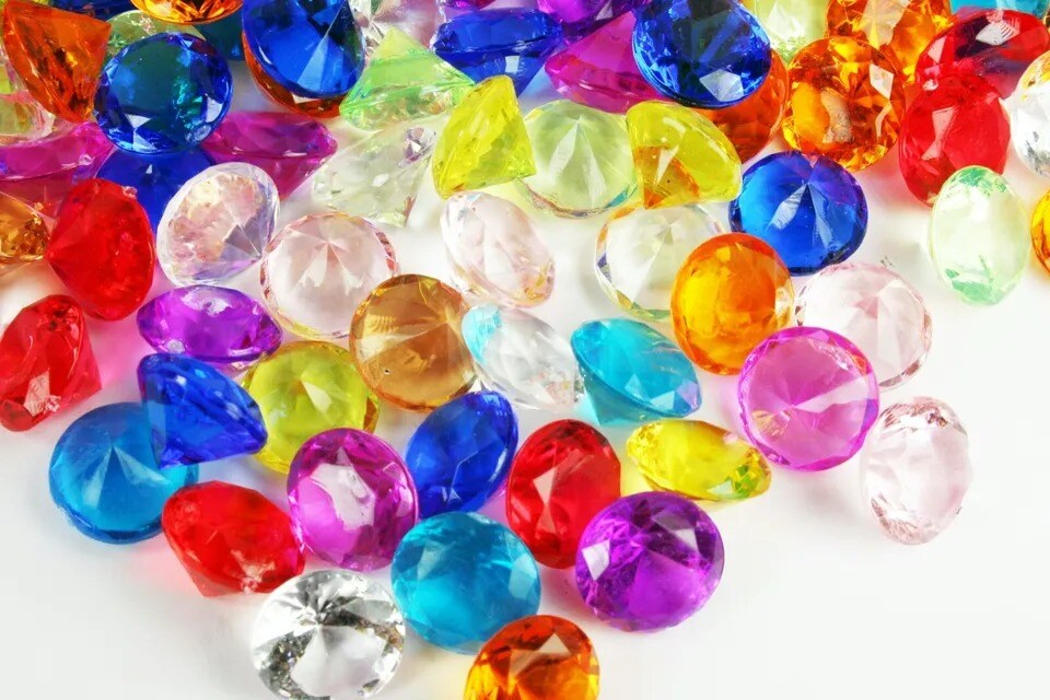 Bulk Pirate Gems Acrylic Plastic Diamond Shape Assorted colors