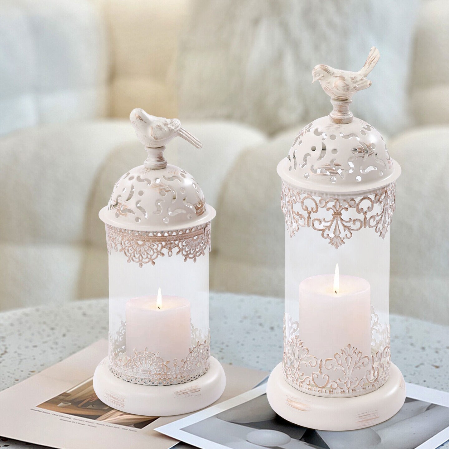 Kitcheniva Vintage Romantic Birdcage Candle Stick Holder 2Pcs