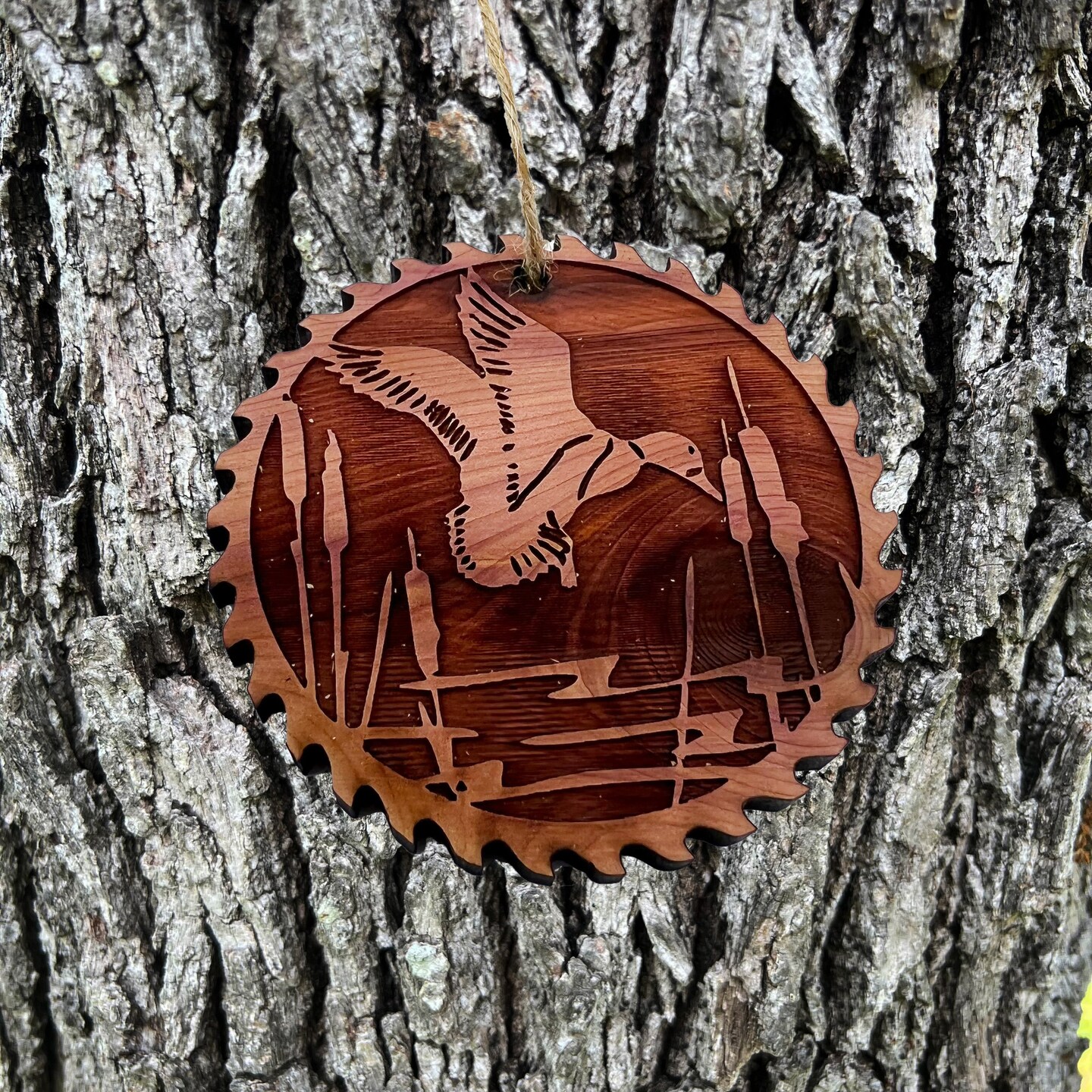 Sawblade with Duck - Cedar Ornament Sawblade with Duck - Cedar Ornament