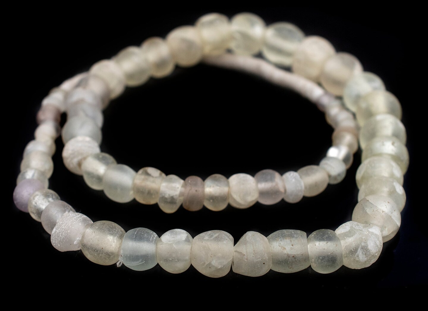 TheBeadChest Antique Transparent Dutch Dogon Trade Beads 14mm Nigeria African Clear Round Glass Large Hole 28 Inch Strand Handmade