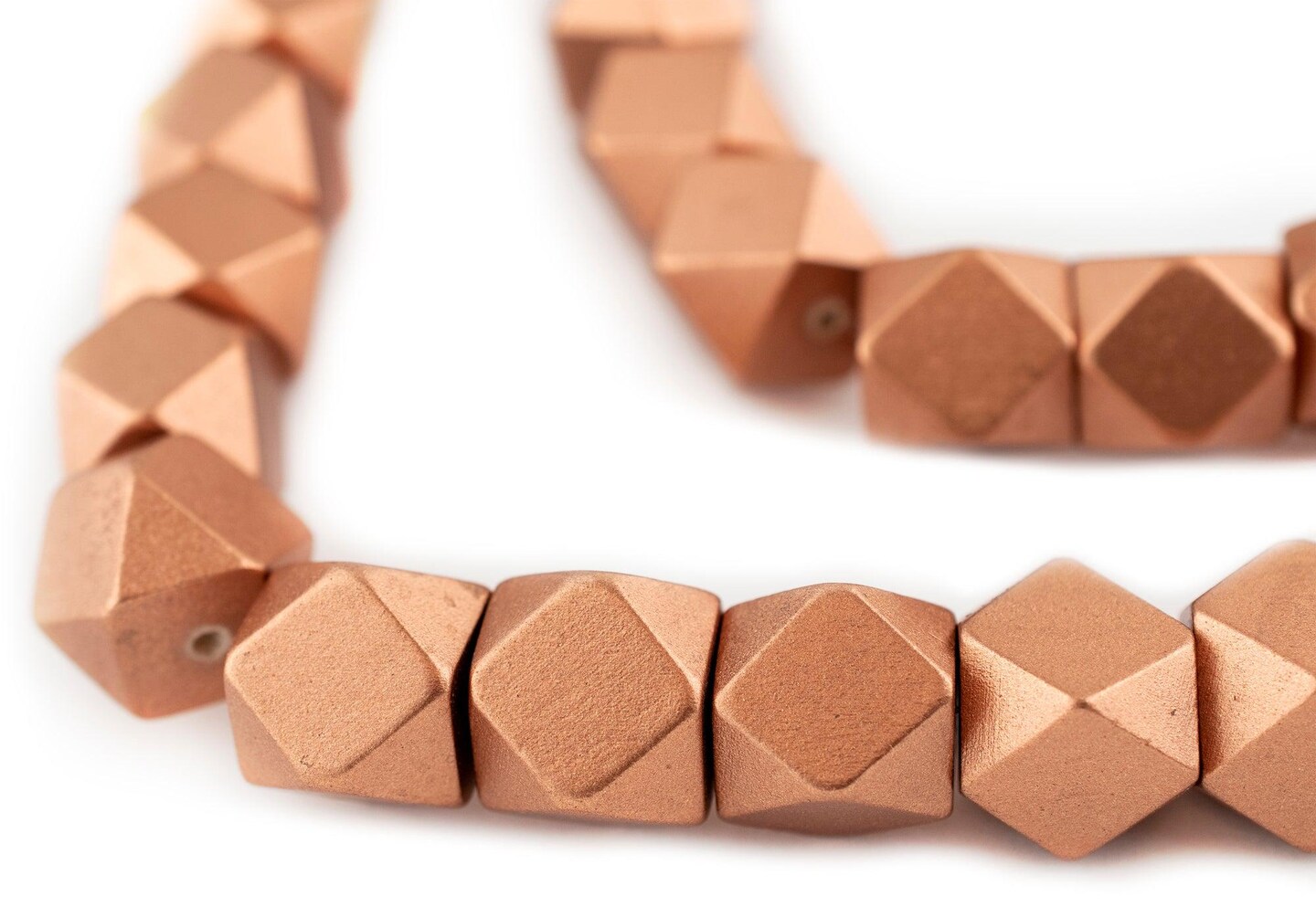 TheBeadChest Copper Cornerless Cube Wood Beads: 17mm Diamond Cut Natural Organic Beads for Jewelry Making