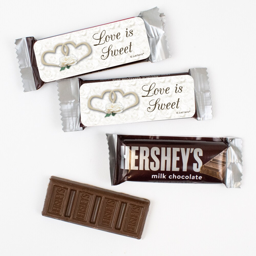 44 Pcs Bulk Wedding Candy Hershey&#x27;s Snack Size Chocolate Bar Party Favors (19.8 oz, Approx. 44 Pcs) - Two Hearts