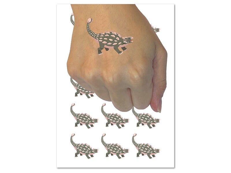 Ankylosaurus Dinosaur Temporary Tattoo Water Resistant Fake Body Art Set Collection (1 Sheet)
