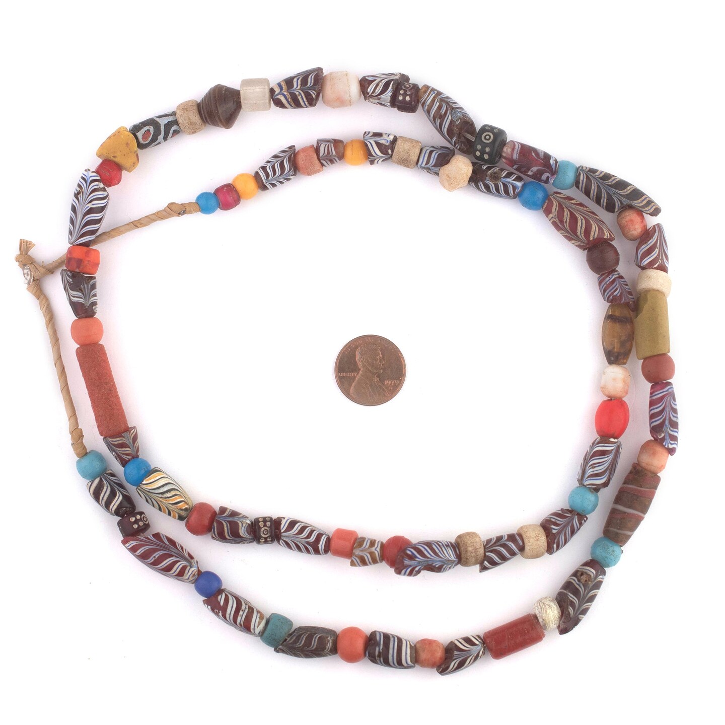 TheBeadChest Mixed Antique Feather Beads 8mm Nigeria African Multicolor Glass Large Hole 36 Inch Strand Handmade