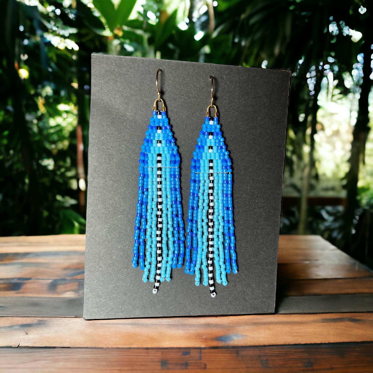 Southwest Contemporary Blue Fringe Necklace Earrings Set popular 0606