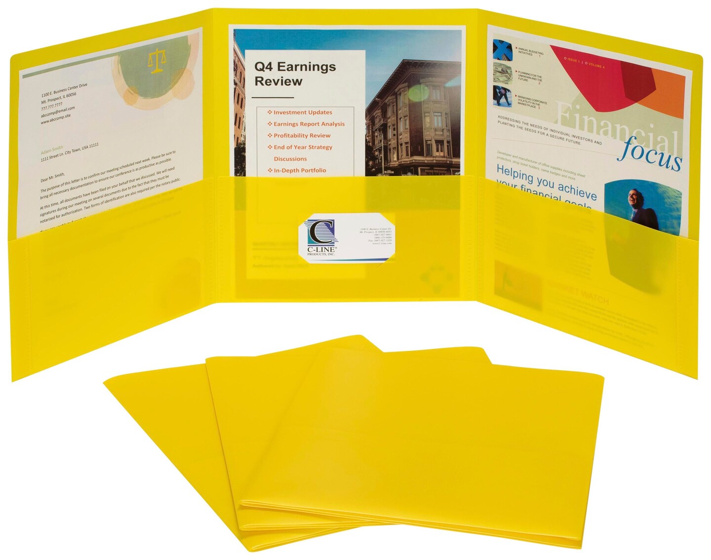 C-Line 3-Pocket Tri-Fold Poly Portfolios, Pack of 24