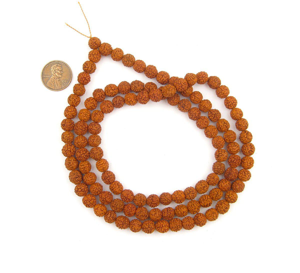 The Bead Chest 8mm Rudraksha Mala Beads - 108 Authentic Nepali Prayer Rosary Beads