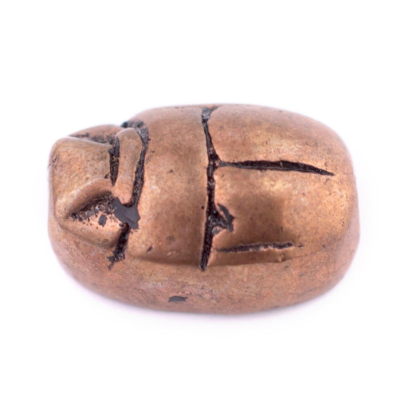 TheBeadChest Pharaonic Copper Scarab Bead 20x14mm Middle East Unusual Large Hole