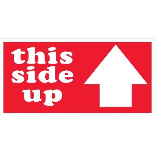 Tape Logic Labels, &#x22;This Side Up&#x22;, Arrow, 3&#x22; x 6&#x22;, Red/White, 500/Roll