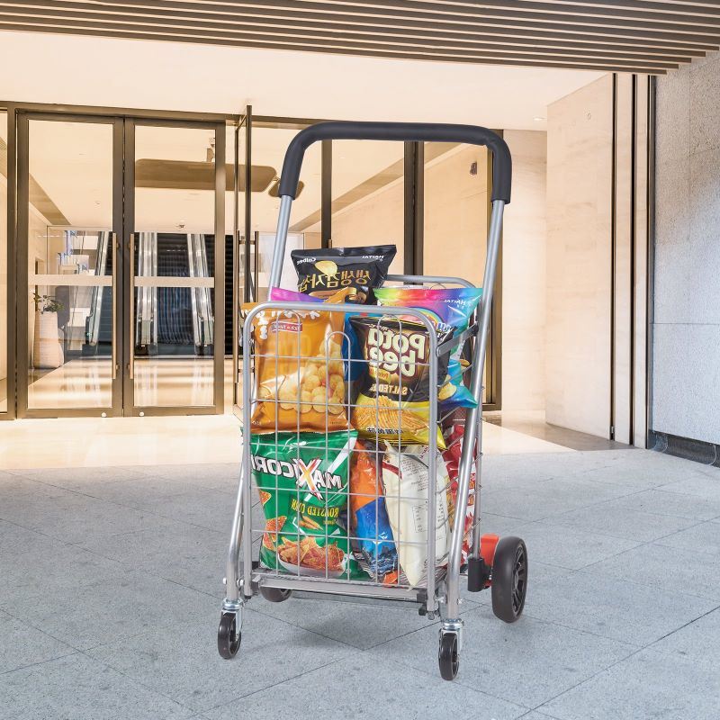 Folding Shopping Cart Grocery Utility Cart with Rolling Swivel Wheels