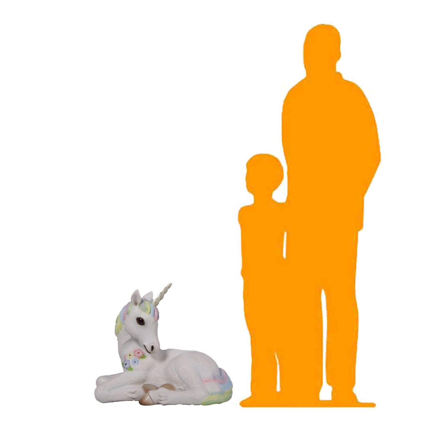 Baby Rainbow Unicorn Resting Life Size Statue