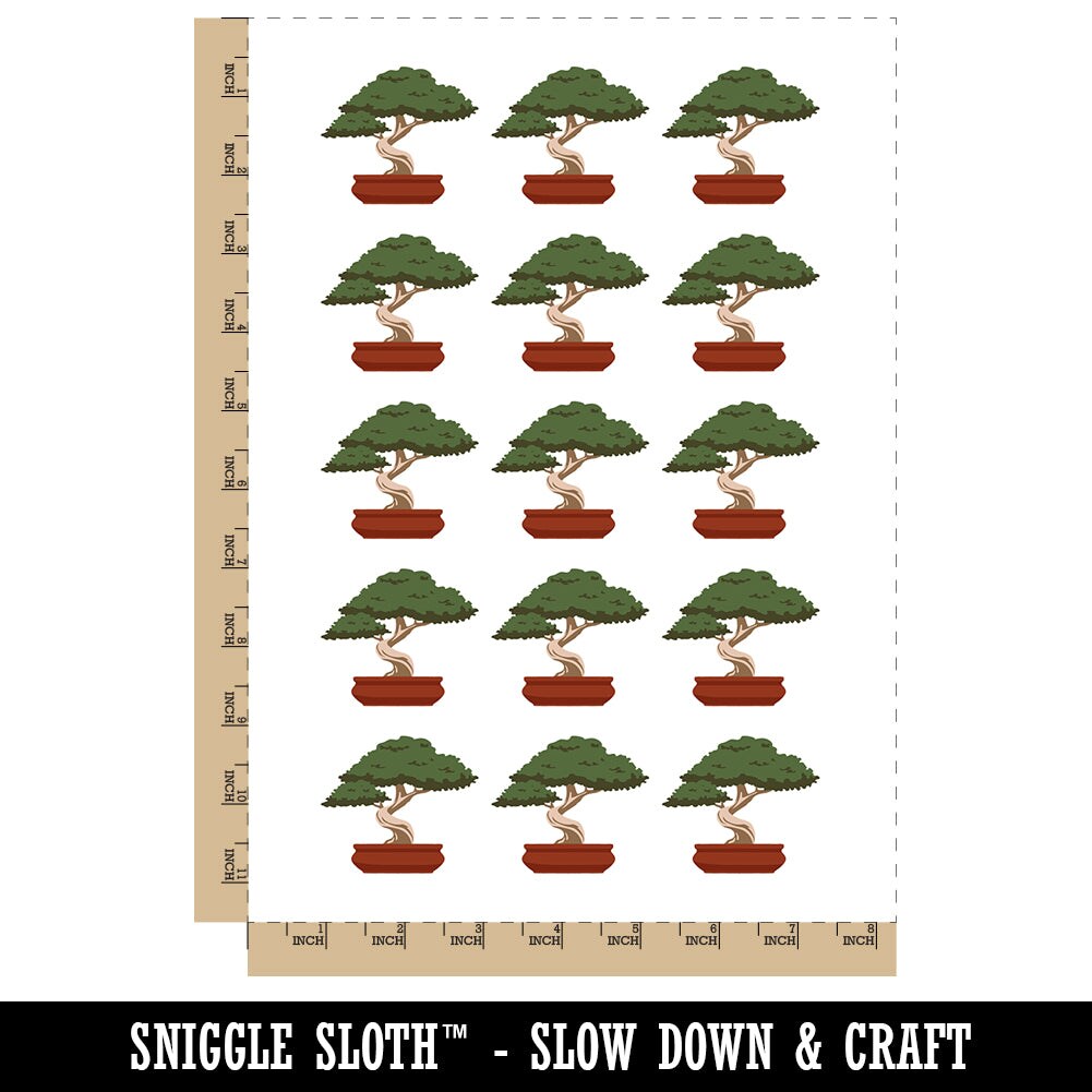 Bonsai Tree Solid Temporary Tattoo Water Resistant Fake Body Art Set Collection (1 Sheet)