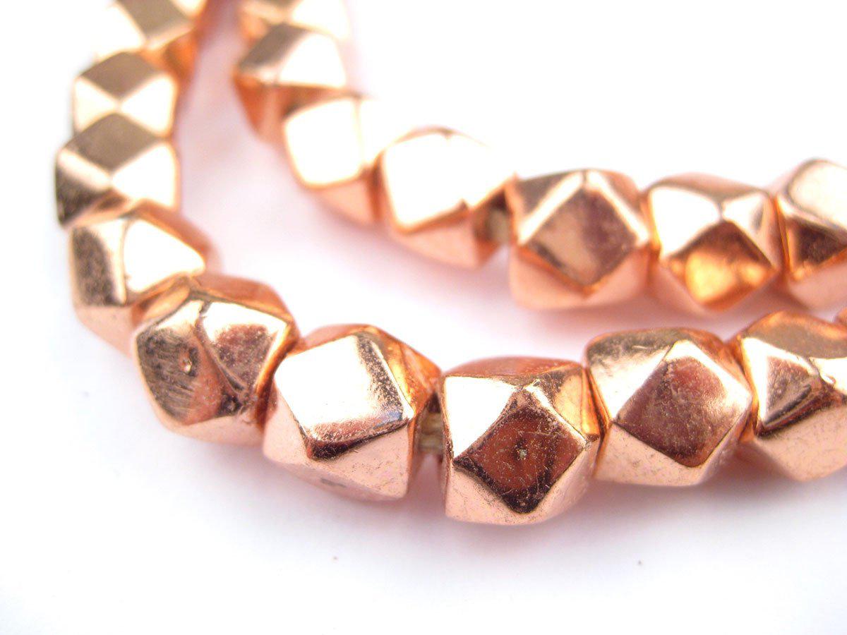 Cornerless Cube Beads - Full Strand of Faceted Ethnic Metal Spacers - The Bead Chest (9mm, Copper)