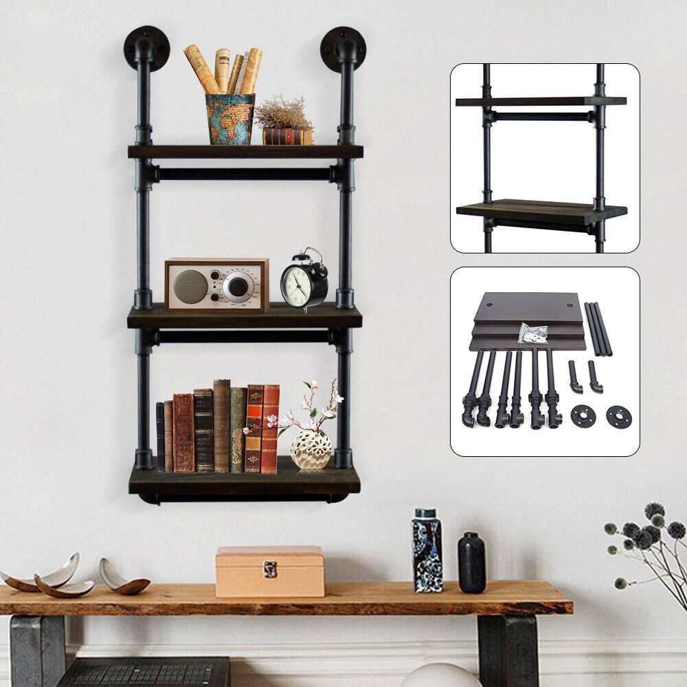 Kitcheniva Wall Mounted Industrial Pipe Rustic Iron Shelving